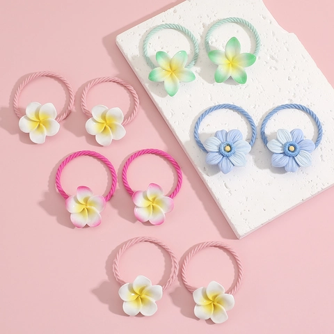 Kinder Blumen Harz Haargummis Elastisch Süß Bunt Macaron Pferdeschwanz Halter Haarschmuck Mädchen