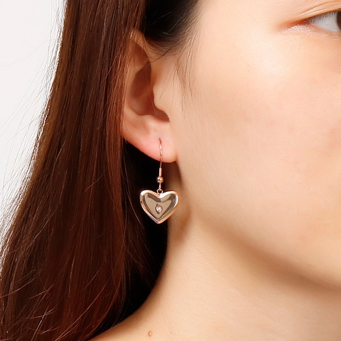 Heart Shaped Drop Earrings Titanium Steel With Tiny Rhinestone Elegant Fashion For Women Ear Hook Style