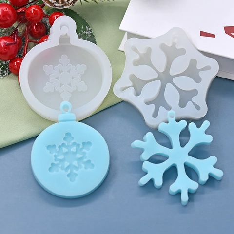 Molde De Silicona De Copo De Nieve Para Navidad DIY Fundición De Resina Decoración De Pasteles Jabón Artesanal Cera Relieve Redondo Hexagonal