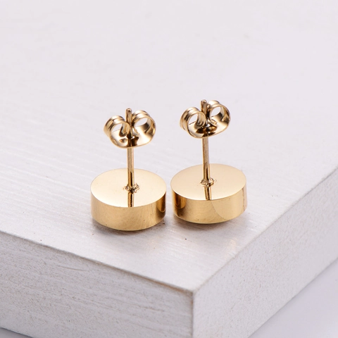 Pendientes De Botón Redondos Chapados En Oro De 18K Acero Inoxidable 316L Con Incrustaciones De Concha Números Romanos Joyas Vintage Para Mujeres