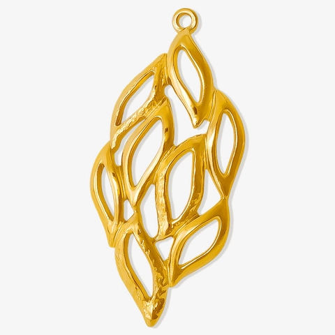 Hollow Leaf Pendant 304 Stainless Steel 18K Gold Plated DIY Jewelry Making Finding Craft Accessory Nature Style