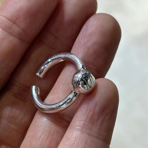 925 Sterling Silber Kugel Perle Verstellbarer Ring Minimalistischer Geometrischer Offener Fingerschmuck Für Damen