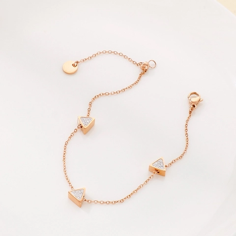 Pulsera De Dije De Triángulo Geométrico Acero Inoxidable Ajustable Minimalista Estrás Incrustación De Concha Joyería Para Mujeres