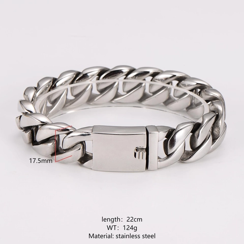 Pulsera De Cadena Cubana Para Hombre De Acero Inoxidable Cadena Gruesa Pulida Streetwear Moda Hip Hop Joyería Minimalista