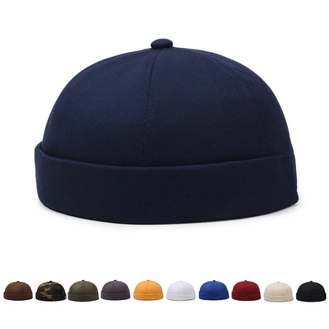 Berretto Docker Senza Tesa Retro Miki Hat Per Uomini Donne Regolabile Colore Solido Cotone Berretto Da Marinaio