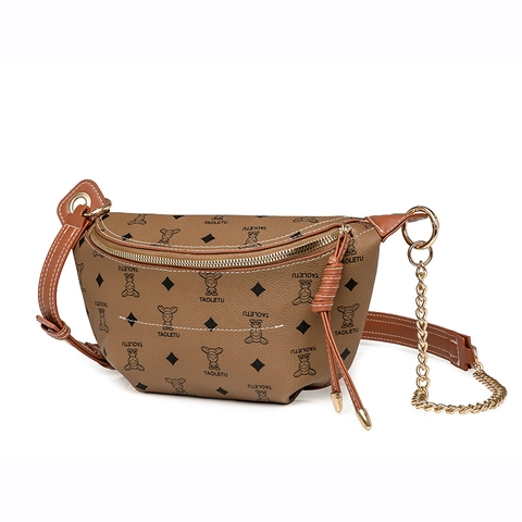 Bolso De Pecho Con Monograma Vintage Cuero PU Riñonera Con Cadena De Metal Correa Ajustable Crossbody Para Mujeres