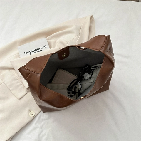 Bolso De Hombro De Gran Capacidad Cuero PU Vintage Hobo Tote Para Mujer Viaje Diario Moda Informal Simple