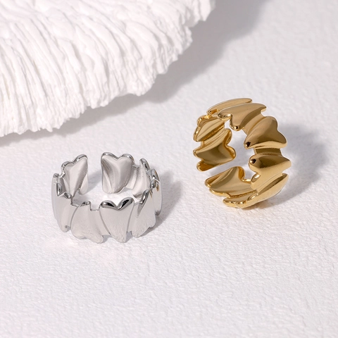 Anello Aperto A Cuore In Acciaio Inossidabile Regolabile Gioielli Di Moda Per Donna