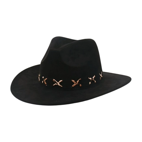 Suede Fedora Hat Wide Brim Western Cowboy Style Vintage Retro Leopard Print X Stitching Sun Protection For Women Men