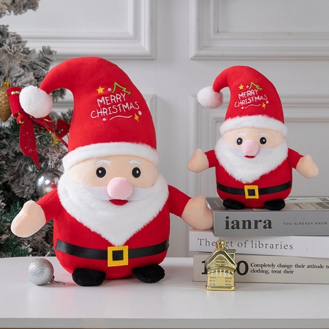Weihnachtsmann Plüschtier Weich Kurzplüsch Puppe Mit Merry Christmas Stickerei Für Feiertags Dekoration Geschenk