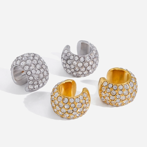 Dikke Hoop Oorbellen Roestvrij Staal 18K Verguld Zirkoon Oormanchetten Geometrische Sieraden Voor Vrouwen