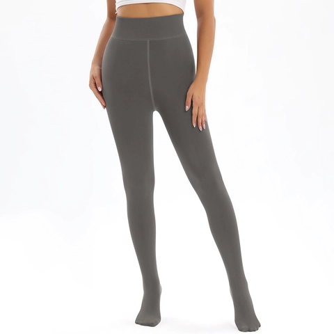 Medias Térmicas Mujer Forro Polar Cintura Alta Control De Abdomen Invierno Cálido Leggings Adelgazantes Con Pies Elástico