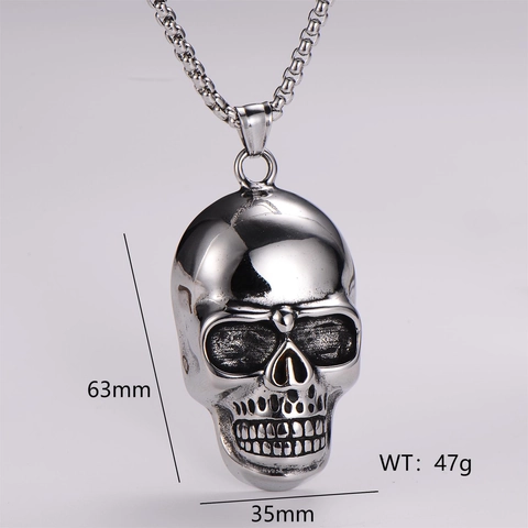 Collana Con Ciondolo Teschio Retrò Acciaio Inossidabile 304 Lucidato Punk Hip Hop Gothic Halloween Gioielli Per Uomo Donna