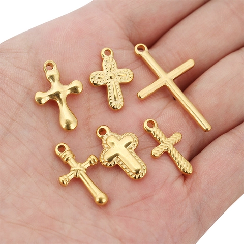 Edelstahl Kreuz Anhänger DIY Schmuckherstellung Zubehör Geprägte Ölgepresste Religiöse Charms Für Halsketten Ohne Kette