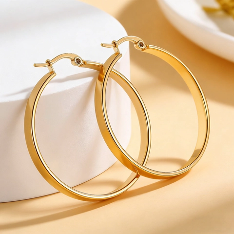 Minimalist Stainless Steel Hoop Earrings For Women Geometric Smooth Large Circle Statement Earrings Hypoallergenic Jewelry