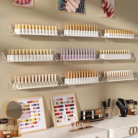 Wandmontage Nagellak Rek Transparant Acryl Zwevende Plank Organizer Voor Make-up Cosmetica Flessen Home Salon Decor