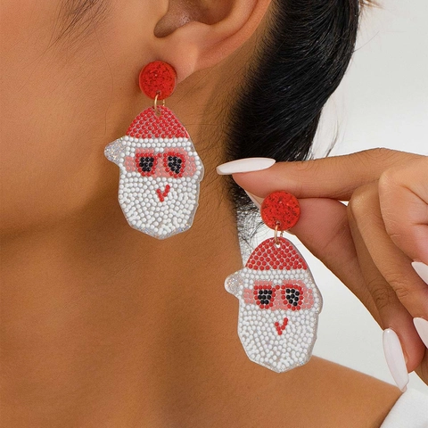 Orecchini Di Natale Acrilico Resina Perline Babbo Natale Bastoncino Di Zucchero Fragola Gioielli Festivi Donne