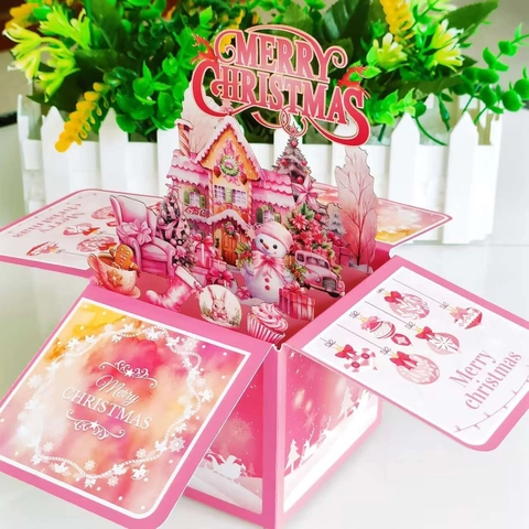 Scatola Per Biglietti Di Auguri Di Natale 3D Pop Up Carta Taglio Laser Biglietti Di Auguri Per Famiglia Amici Decorazione