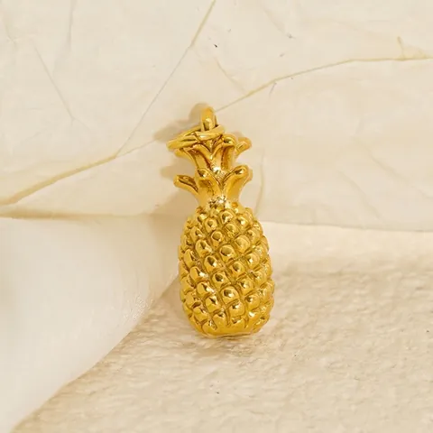 Ciondolo Charm Ananas Frutta Acciaio Inossidabile Placcato Oro 18K Accessorio Gioielli DIY Per Collana Bracciale Carino