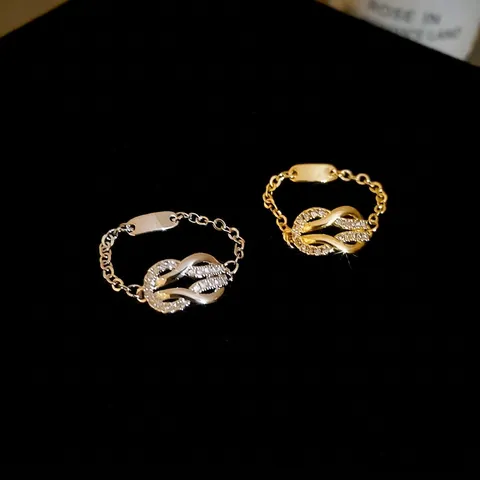 Hufeisen Knoten Kette Ring Kupfer Mikro Pave Zirkon Französisch Retro Luxus Elegant Schmuck Für Damen