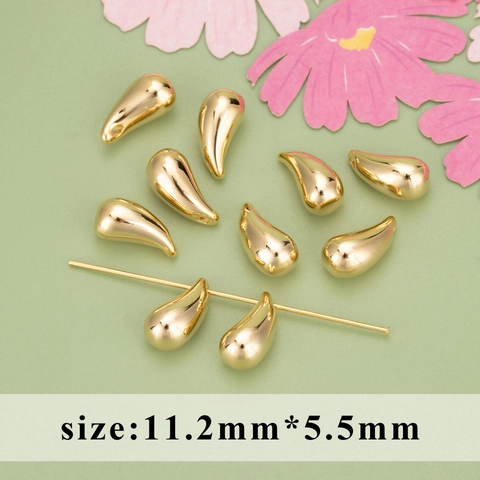 Copper Teardrop Bean Charms 18K Gold Plated Spacer Beads For DIY Jewelry Making Necklaces Bracelets Handcrafted Findings