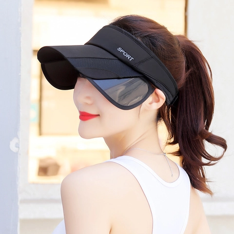 Women Outdoor Sport Sun Visor Retractable Brim Empty Top Hat Adjustable Summer UV Protection Cycling Running Beach Cap