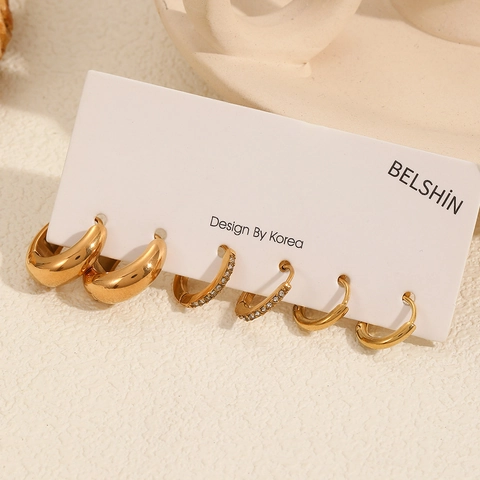 Hoop Oorbellen 18K Verguld Roestvrij Staal Met CZ Zirkoon Geometrisch Minimalistisch INS Stijl Mode Voor Dames