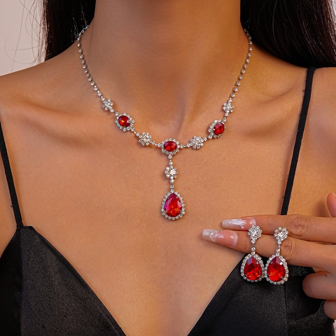 Collana E Orecchini Con Strass A Goccia Vintage Con Perno In Argento Gioielli In Rame Da Donna Per Feste Di Lusso