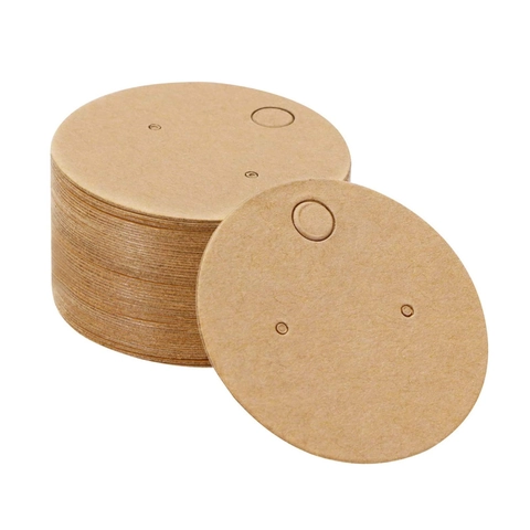 Earring Display Cards Kraft Paper Cardboard Round Rectangular Blank Jewelry Packaging Tags Pre Punched Holes