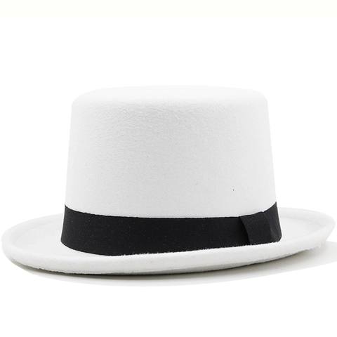Vintage Wool Felt Top Hat Retro Gentleman Tall Crown Hat For Formal Party Magic Show Costume For Men Women