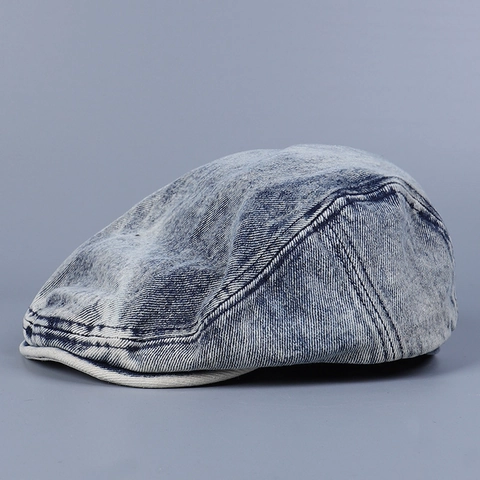 Coppola Piatta Retrò In Cotone Denim Lavato Cappello Ivy Visiera Morbida Vintage Berretto Newsboy Per Uomo Donna