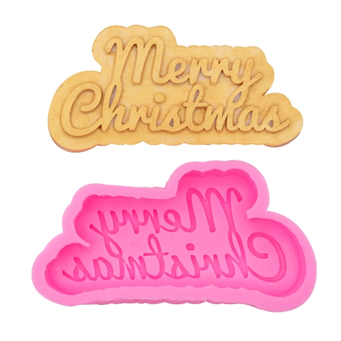 Molde De Silicona Merry Christmas Para Hornear Pastel Chocolate Jabón Artesanal Vela Resina DIY Artesanía Decoración