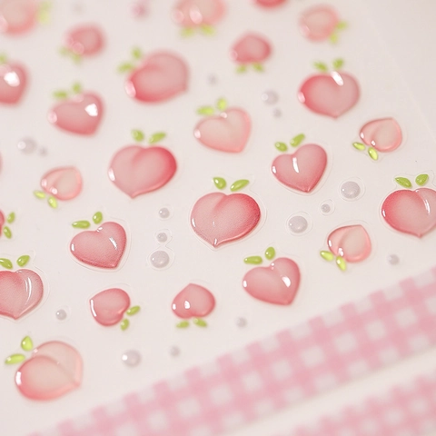 3D Relief Nail Art Stickers Peach Blossom Pattern Self Adhesive Nail Decals For Manicure DIY Decoration