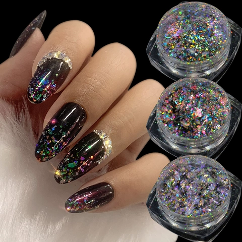 Polvere Glitter Per Unghie Specchio Camaleonte Aurora Fiocchi Iridescenti Laser Olografici Decorazione Manicure Pigmento DIY