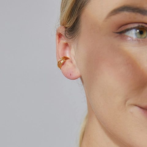 Orecchini a Clip in Rame Placcato Oro Retrò Francese Multistrato Senza Piercing Gioielli Geometrici Minimalisti di Moda per Donna