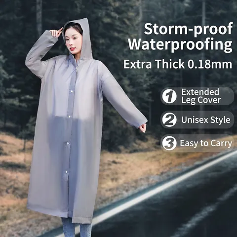 Impermeabile Lungo EVA Impermeabile Ispessito Poncho Con Cappuccio Adulti E Bambini Viaggi All'aperto Portatile
