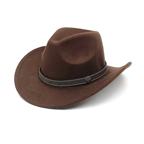 Cappello Da Cowboy Occidentale Cotone Poliestere Feltro Tesa Larga Retro Vintage Protezione Solare Esterna Uomo Donna