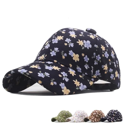 Gorra De Béisbol Con Estampado Floral Para Mujer Algodón Ajustable Protección Solar Verano Estilo Pastoral