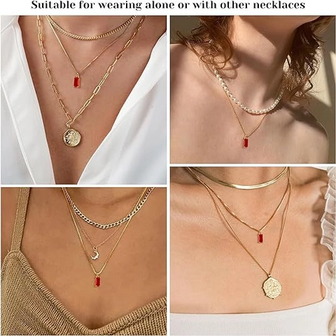 Collana con Pendente a Forma di Rettangolo in Rame Placcato Oro 18K per Donna Zirconia Gioielli di Moda Minimalista Regalo