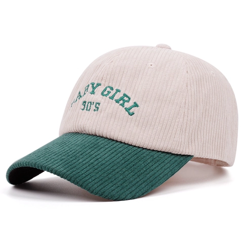 Berretto Da Baseball In Velluto A Coste Vintage Ricamo Lettere Cappello Da Sole Regolabile Stile Retrò Casual Anni Novanta