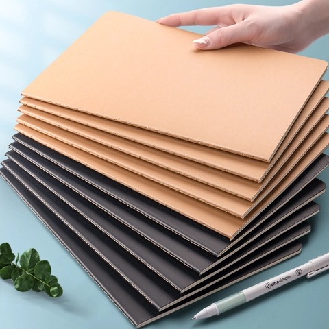 Cuaderno Kraft Encuadernación Cosida Minimalista Oficina Escuela Papelería Páginas Blancas Cuadriculadas Rayadas