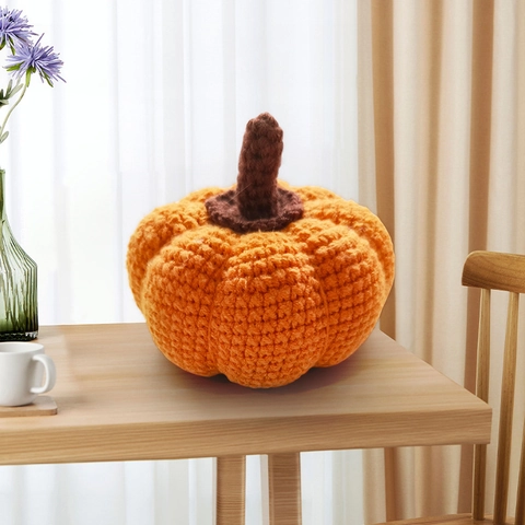Handmade Crochet Pumpkin Ornaments Knitted Cotton Acrylic Yarn Halloween Thanksgiving Desktop Decor Photography Props