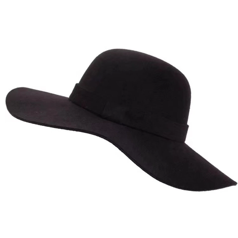 Cappello Fedora Stile Britannico Vintage Feltro Di Lana Tesa Larga Piatta Berretto Jazz Uomo Donna
