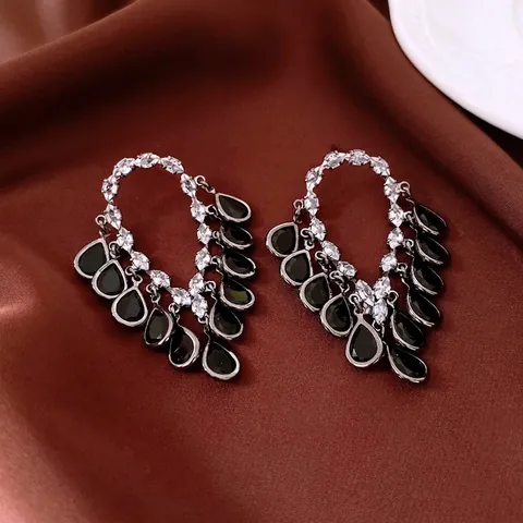 Quasten Ohrhänger Mit 925 Sterling Silber Ohrstecker 18K Vergoldeter Kupfer Wassertropfen Strass Retro Für Frauen