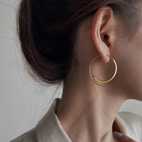Geometric Hoop Earrings Alloy Gold Plated With Silver Earring Post Vintage Minimalist Style Jewelry For Women