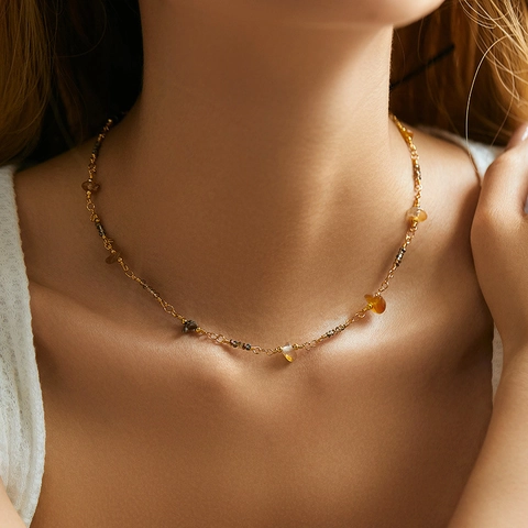 Bohemian Handmade Beaded Necklace 18K Gold Plated Copper Chain With Evil Eye Butterfly Heart Charms For Women Jewelry