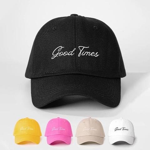 Casquette De Baseball Brodée Good Times Polyester Réglable Rétro Visière Courbée Chapeau De Soleil
