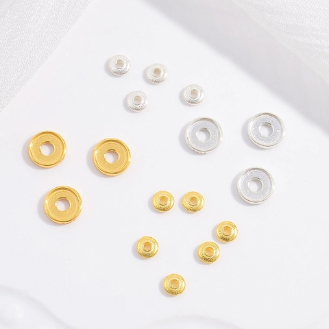 925 Sterling Silver Round Flat Spacer Beads Smooth Loose Disk Beads For DIY Jewelry Making Bracelet Necklace