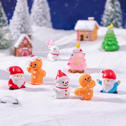 Christmas Micro Landscape Mini Ornaments Resin Santa Claus Snowman Reindeer Gingerbread Man Desktop Decor DIY Accessory