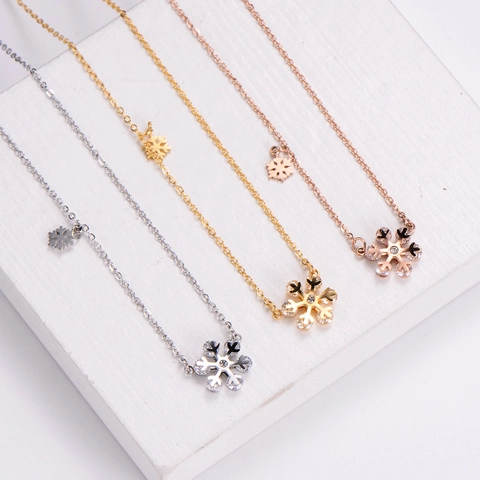 Collana Con Ciondolo A Fiocco Di Neve In Acciaio Inossidabile 316L Con Zircone Catena Per Clavicola Delicata Gioielli Minimalisti Da Donna